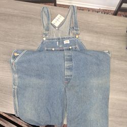 Dickies Mens Denim Bib Overalls Workwear Carpenter Pkts Size XL