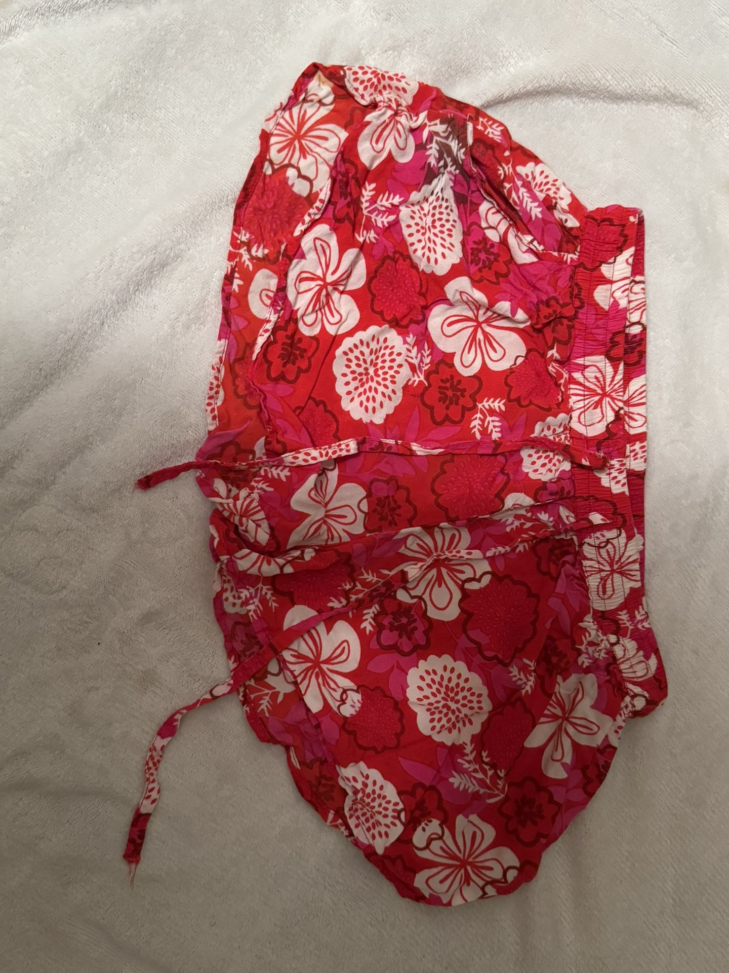 Lightly Used Floral Print Bikini Swim Cover-up By Sprit Beach Size Small Color Red And White.