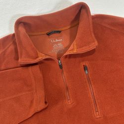LL Bean Men’s XXL Autumn Fall Red 1/4 Zip Long Sleeve Pullover Fleece Sweater