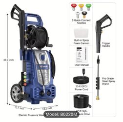 Brand New 2070 PSI Electric Pressure Washer 1800W | 27 ft Hose