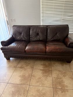 Dark Brown Leather Sofa