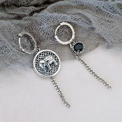 925 Sterling Silver Elephant Drop Charm Dangle Hoops Earrings Gift