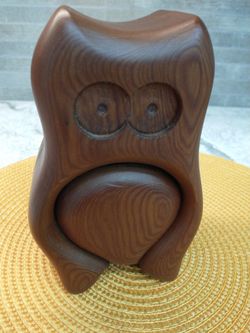 Hand Carved Redwood Owl