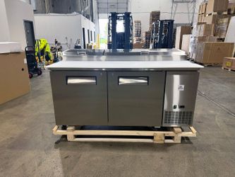 NSF 2 Solid Doors Pizza Prep Table Stainless Refrigerator KBR-66