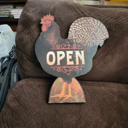 Rooster Open & Closed Hanging Farmhouse 