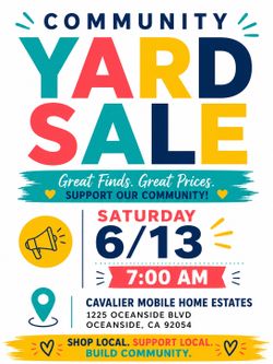 Cavalier Mobile homes community yard sale