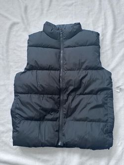 Black Puffer Vest with Zip Front