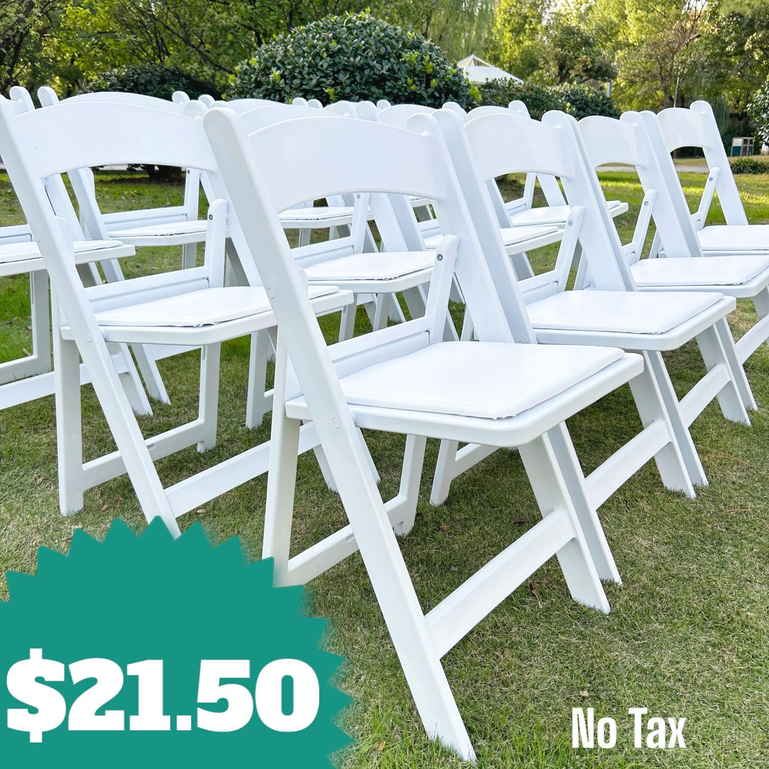 Brand New White Resin Chairs –$21.50 Each 1102 Lbs Capacity | 1-Year Limited Warranty Wholesale Price