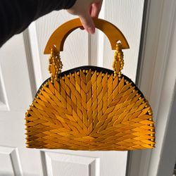 Handmade Wooden Bag – Mustard Yellow