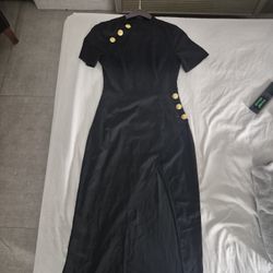 Commense Golden Rose Button Dress