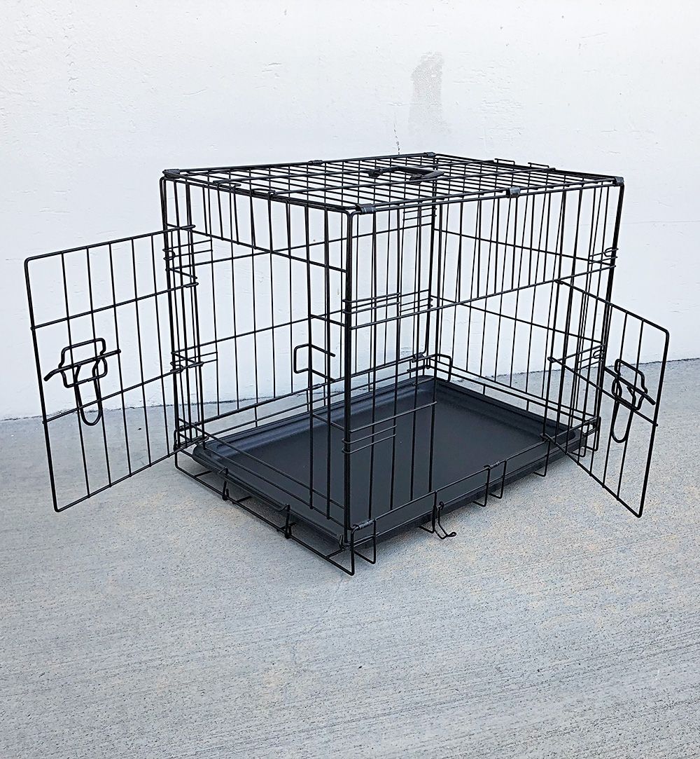 $30 (New) Folding 24” dog cage 2-door folding pet crate kennel w/ tray 24”x17”x19”