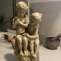 Plaster/Chalk Ware 25" Table Lamp Base Vintage/Antique Putti/Cherub - MCM Works. Rare