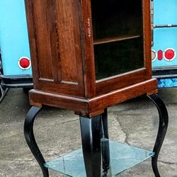 Antique Oak & Iron Industrial Doctor's Medical Cabinet