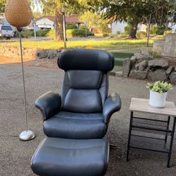 Alvar Genuine Leather Recliner and Ottoman