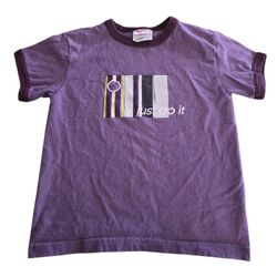 Vintage NIKE Just Do It Shirt Kid SZ Small 7/8 Purple Ringer Tee 90s