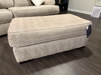 Beige Fabric Upholstered Ottoman