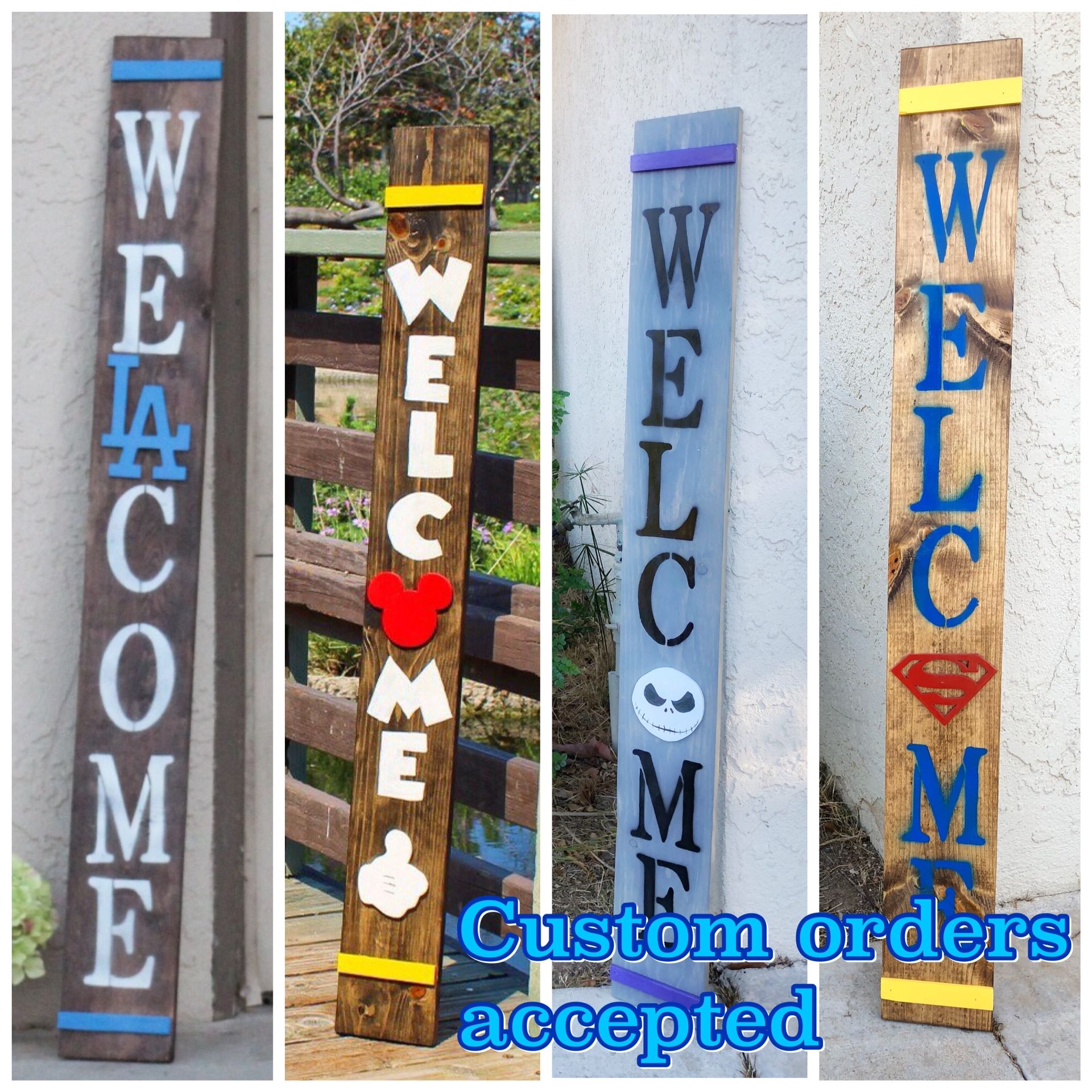 Welcome Signs Rustic Dodgers Disney Nightmare before Christmas superman jack shellington