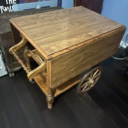Vintage antique wooden tea cart