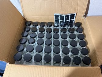 Bulk Lot Glass Spice Jars with Black Lids