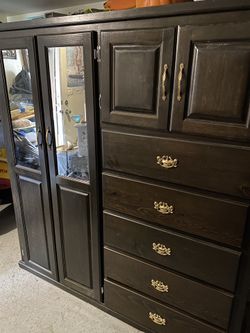 Dark Brown Solid Wood Dresser