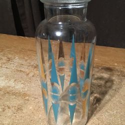 Mid-century Apothecary Jar Gold Turquoise MCM