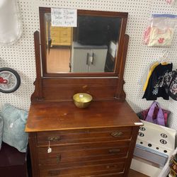 Antique 3 Drawer Dresser with Mirror