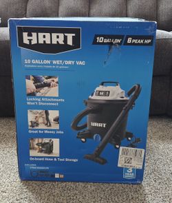 HART 10 Gallon 6 Peak HP Poly Wet/Dry Vacuum