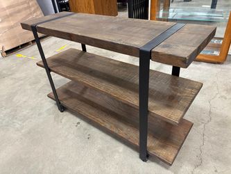 Rustic Industrial 3 Tier Shelving with Black Iron Frame