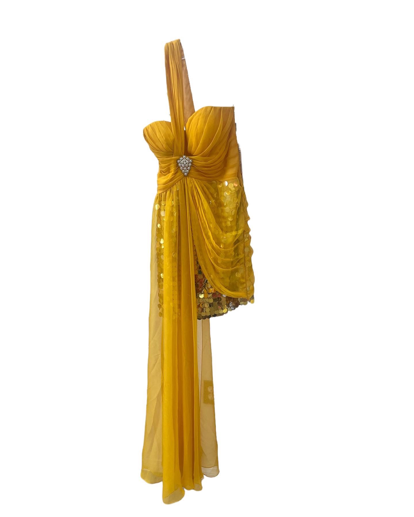 Milano Yellow And Gold Dress Size Medium