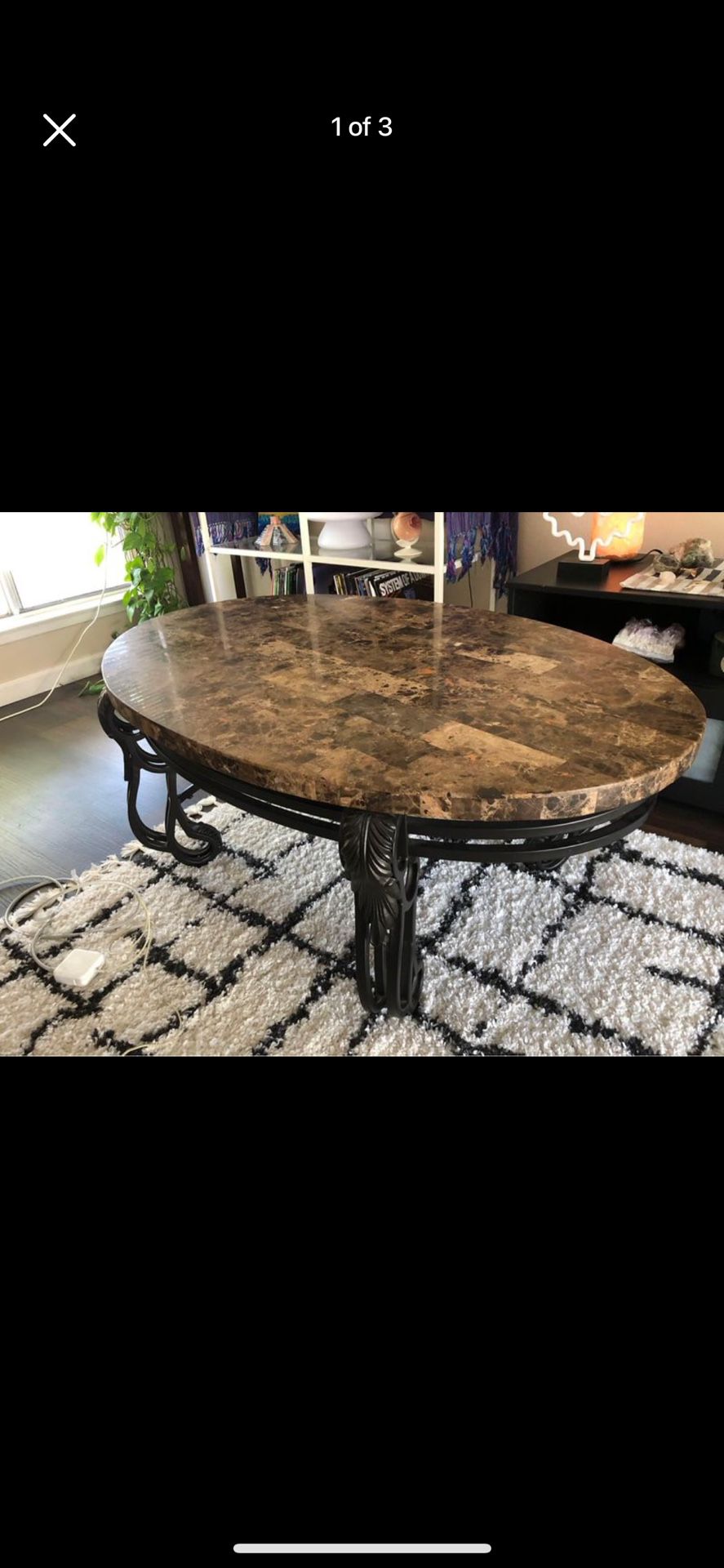 Stonetop/Iron Coffee Table And Console Table Set