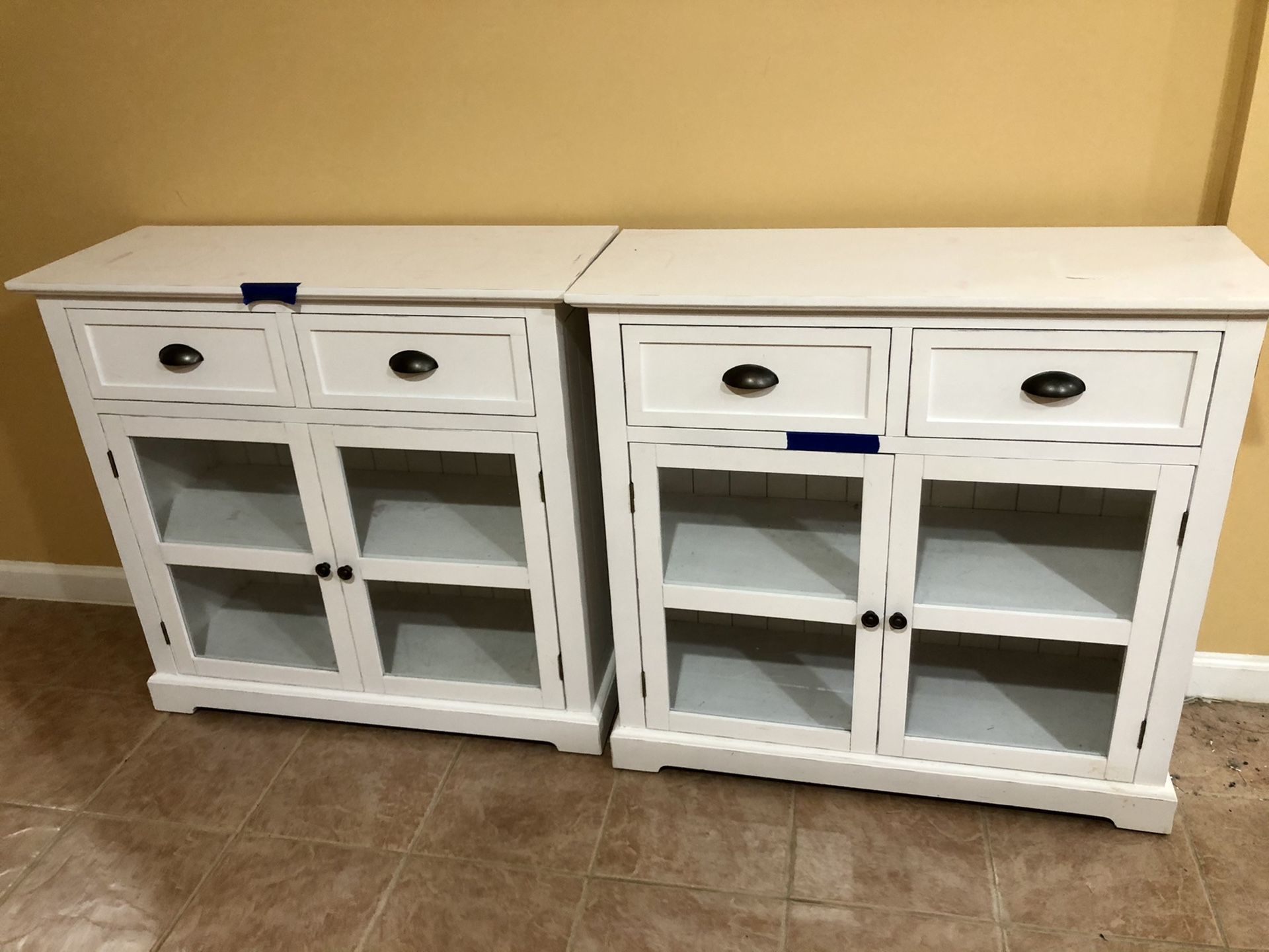 Wooden white table cabinets