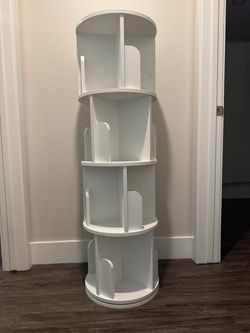 White Round Rotating bookshelf