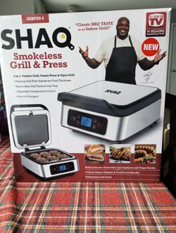 Shaq Smokeless Grill &Press 3 In 1 Contact Grill