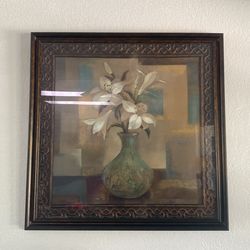 Lilies Painting in Bronzed Frame