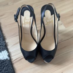 Christian Louboutin Black Sling Backs 