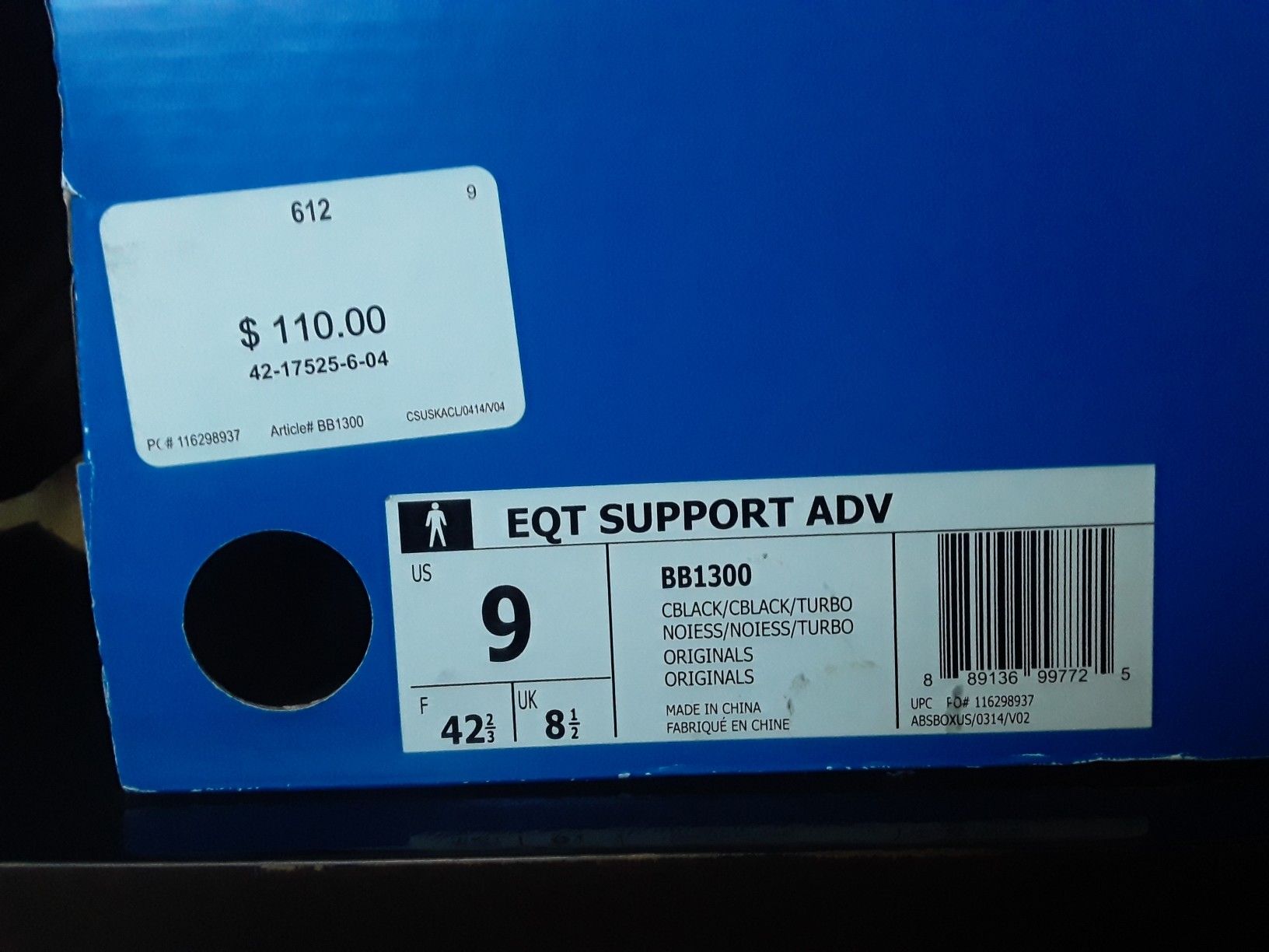 Adidas EQT Supports (black/pink) Size 9.