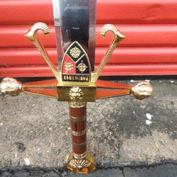 iron steel sword still in mint condition only have one of them I only want 30 bucks for it Nice to hang on your wall or whatever it's almosin  mint co