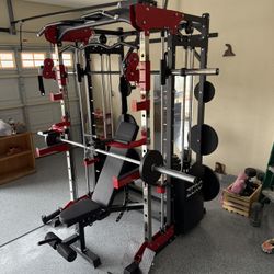 Smith Machine 200 | Adjustable Bench | 245lb Cast Iron Olympic Weights | 7ft Olympic Bar | Fitness | Gym Equipment | FREE DELIVERY/INSTALLATION 🚚 🛠️