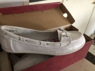 White Sequin Boat Shoes size 9