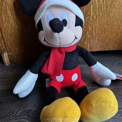 Mickey Mouse Disney Christmas Xmas Santa hat and scarf Plush