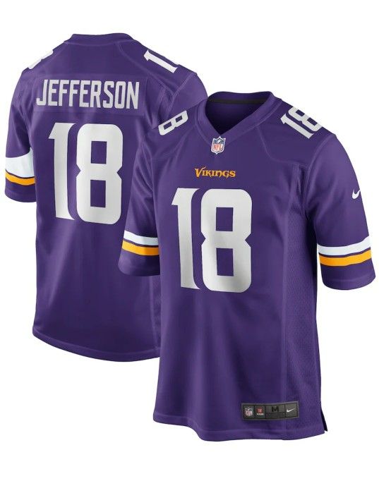 New! Men's Minnesota Vikings Justin Jefferson Purple Player Game Jersey XL