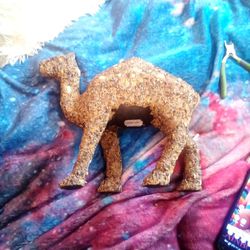 Gold Bead Semiprecious Stone Mosaic Camel