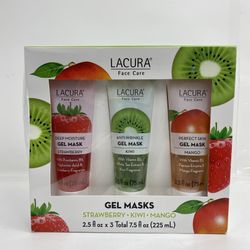 Lacura Face Care, Gel Mask (Strawberry, Kiwi, & Mango)3 tubes 2.5fl oz(75ml)each