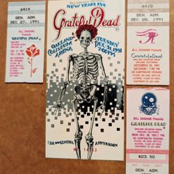Grateful Dead Ticket Stubs - 12/31/1991- New Years Eve 1991-92 + 3 additional mail order ticket stubs