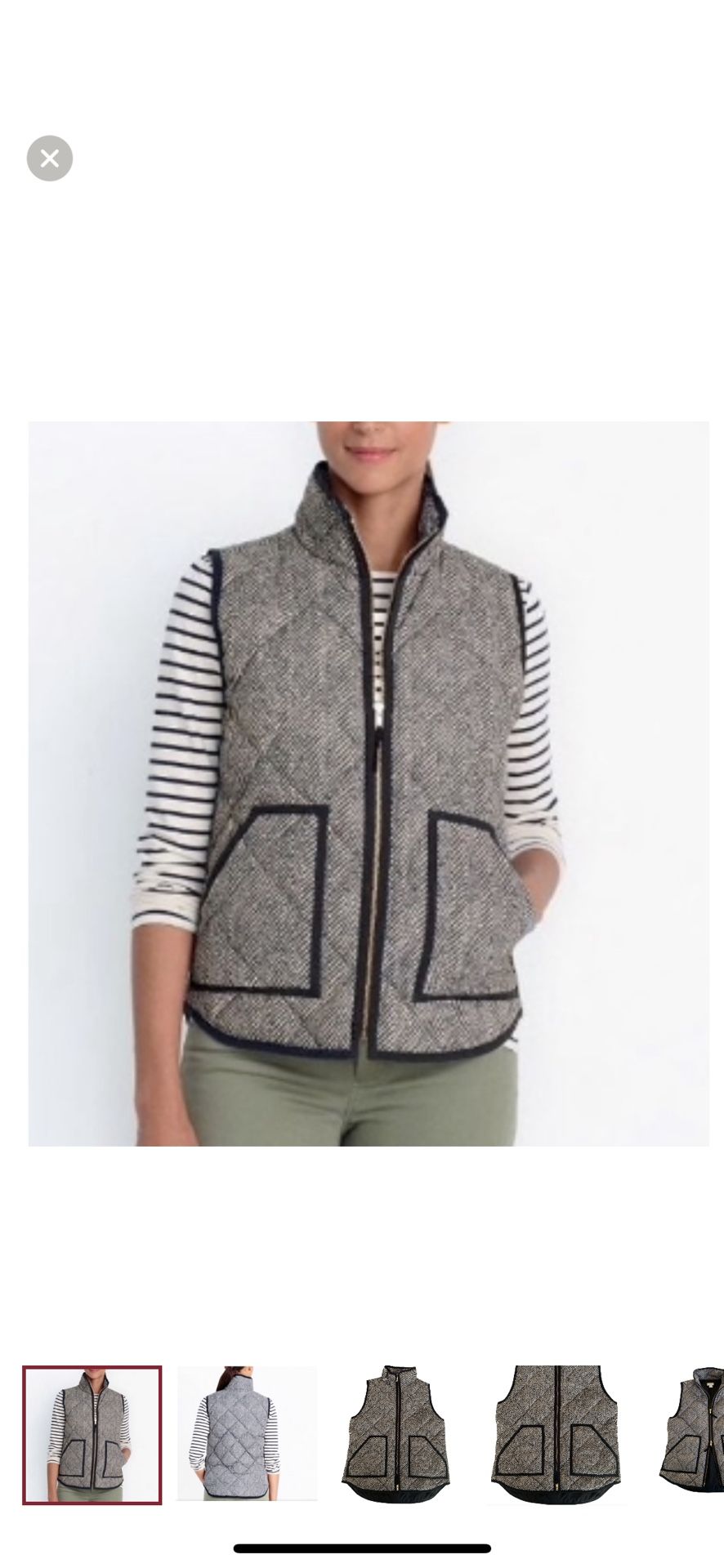 J.Crew Womens Black Herringbone Excursion Quilted Puffer Vest Jacket Sz. Small