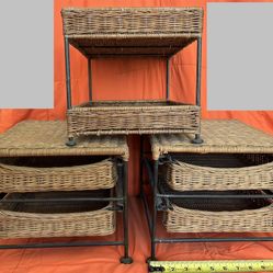 Desk Organizers- Sturdy Metal & wicker With Sliding Drawers