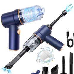 Handheld Car Vacuum Cleaner, 9000Pa Vacuum Cleaner and Air Duster, 120W High Power Hand Held Vacuum with LED Light and Multi-Nozzles for Car, Home, Of