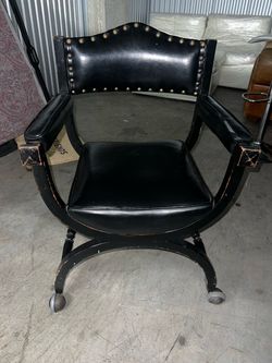 Vintage Genuine Leather Rolling Chair — $150