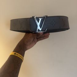 Louis Vuitton Grey Monogram Belt With LV Buckle