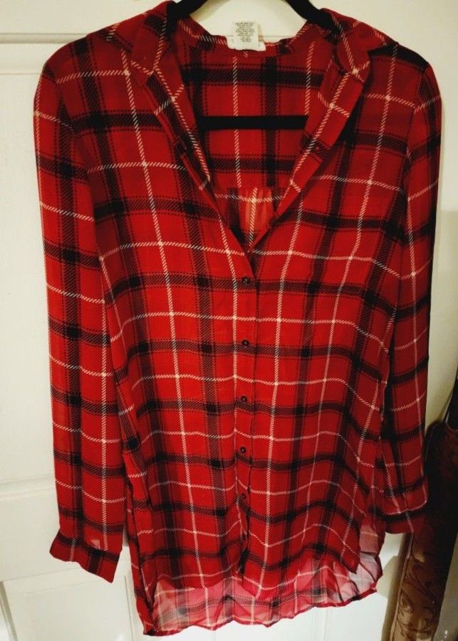 Red Plaid Blouse Adult Women S Small Holidays Christmas Country Chic